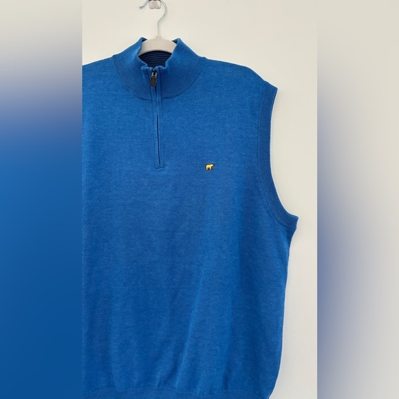 Jack Nicklaus Men's Size Large Golf Sweater Vest 1/4 Zip Pullover Bear Logo Blue - Picture 2 of 10